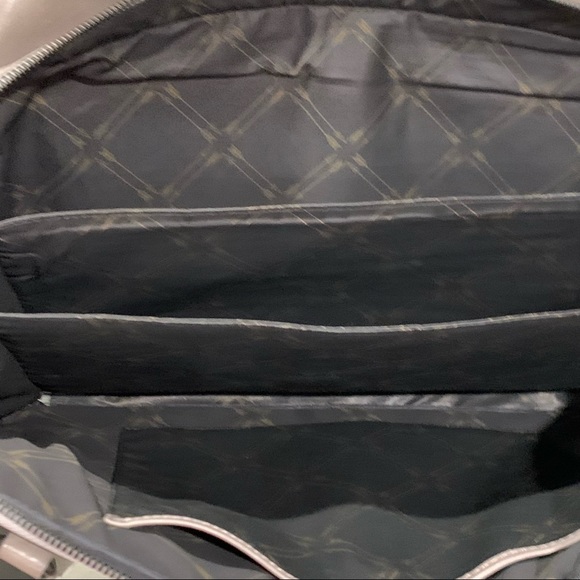 BEN MINKOFF LEATHER briefcase computer case Grey Compartments EUC - Picture 8 of 13